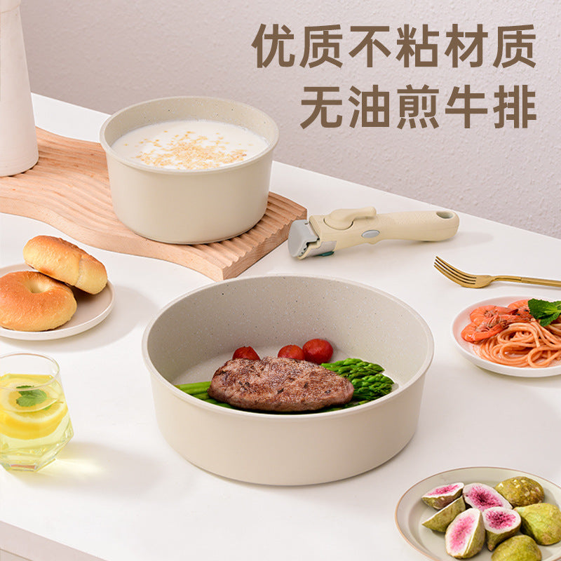 New medical stone set pot non-stick removable set composite pot bottom induction cooker microwave oven pan