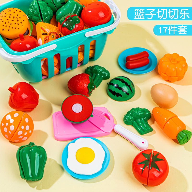 Fruit cutting toys Qieqiele girls simulation vegetable cake basket children's play house kitchen toy set