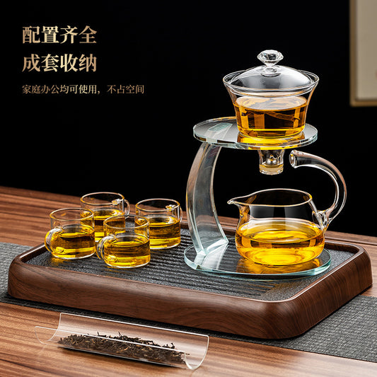 Semi-automatic teapot and tea set, Sky Mirror lazy tea set, deluxe magnetic tea maker for home use.