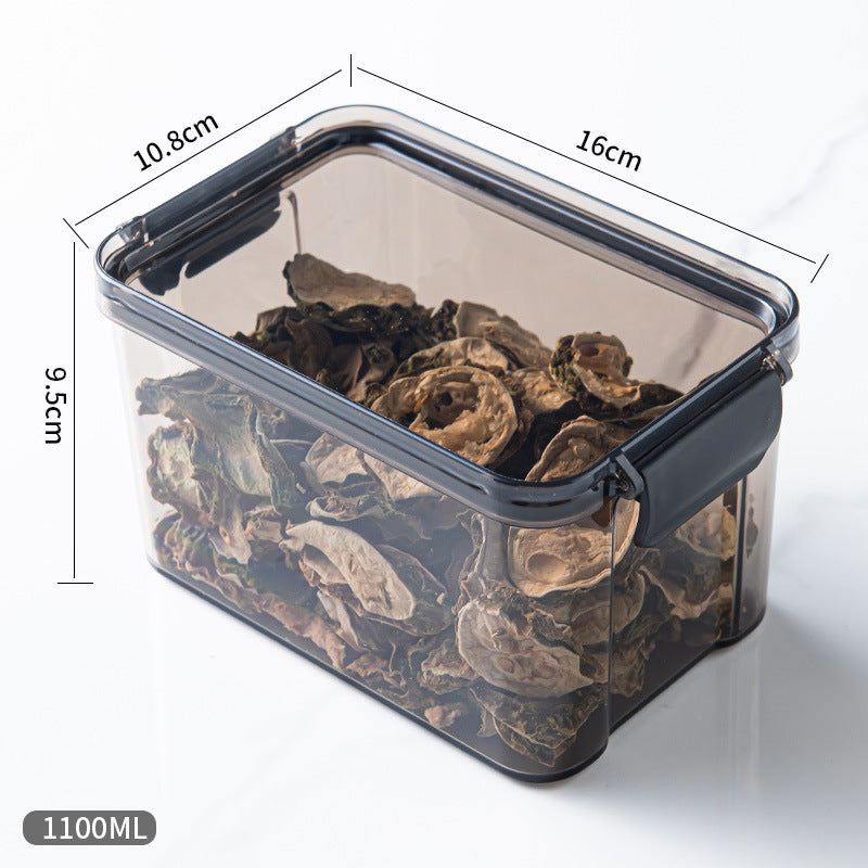 Square flower tea packaging box, 460ml, four-compartment plastic airtight container, food-grade storage box.