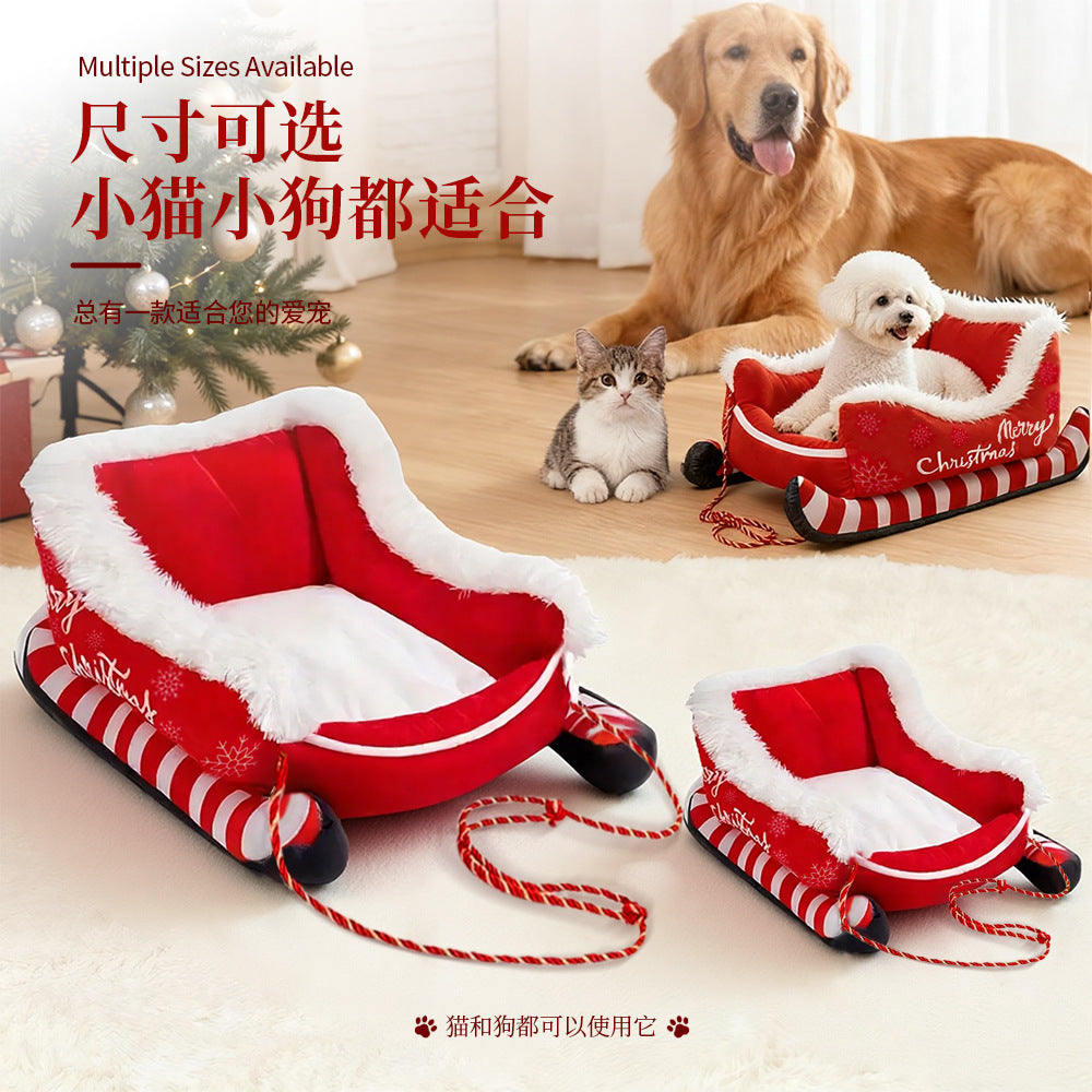 Christmas Limited Edition Sled Pet Bed, Winter Warm Dog Bed, Suitable for Dogs and Cats, Wholesale