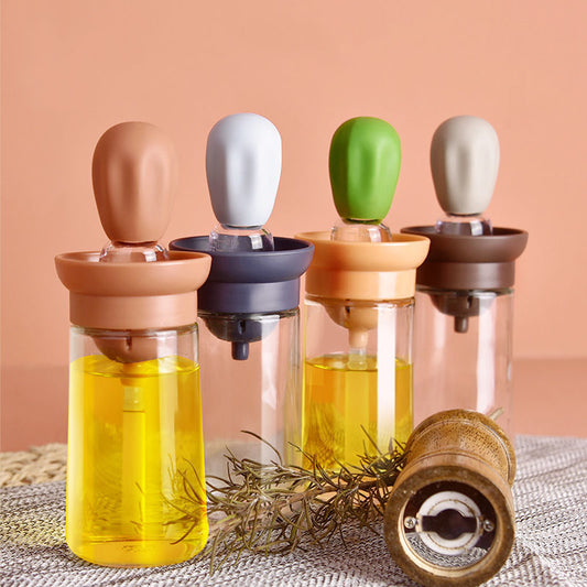 Quantitative oil bottle kitchen silicone brush glass oil bottle creative household baking brush inverted integrated oil suction bottle