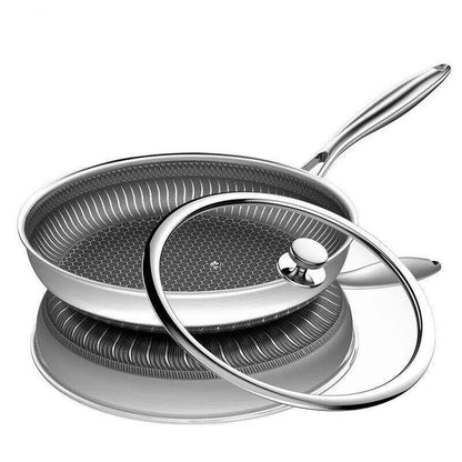 Cross-border 316 stainless steel uncoated honeycomb non-stick frying pan household double-sided screen pan induction cooker suitable for 30