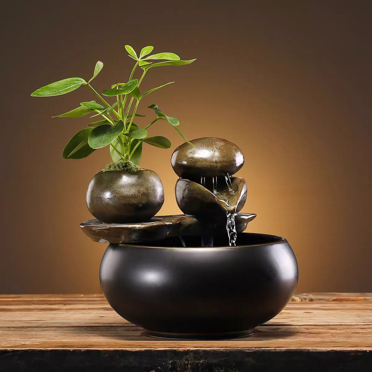 Simple small water ornaments ceramic fortune-attracting Chinese Zen tea table tea table office desktop study decoration