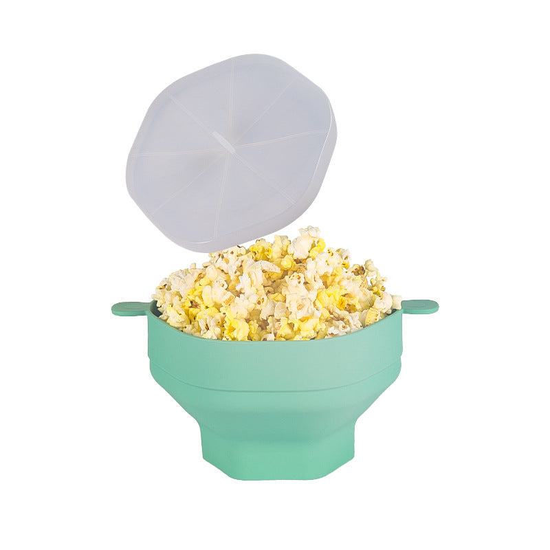 Silicone popcorn bucket with handle silicone popcorn bowl microwave oven foldable popcorn bucket