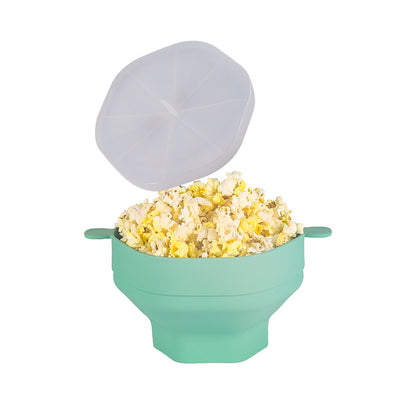 Silicone popcorn bucket with handle silicone popcorn bowl microwave oven foldable popcorn bucket