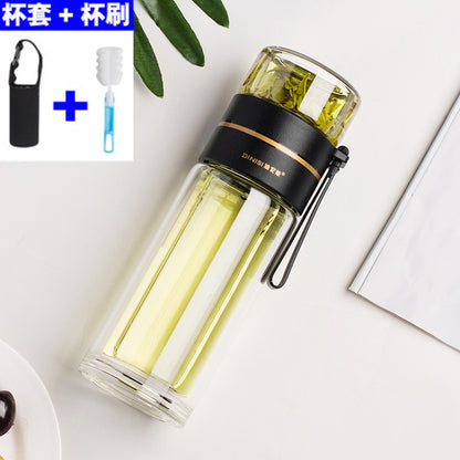 New tea and water separation glass double-layer men's water cup girls portable office tea cup personal tea brewing cup