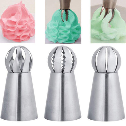 Manufacturer's spot 3-piece torch decoration nozzle one-piece molding cake decoration tool spherical decoration nozzle