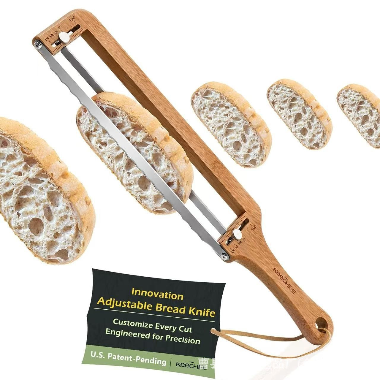 New wooden bread slicer, household wooden bread slicer, serrated wooden knife, bread cutter.