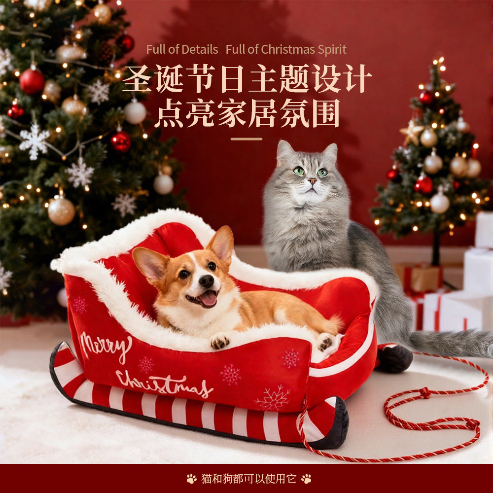 Christmas Limited Edition Sled Pet Bed, Winter Warm Dog Bed, Suitable for Dogs and Cats, Wholesale