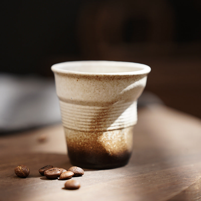 90ml espresso cup cross-border creative retro stoneware hand-kneaded wrinkled cup latte cup medieval ceramic tea cup