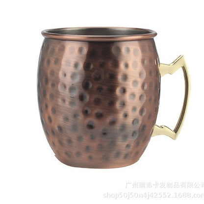 Cross-border hot selling Moscow cup mule cup 304 stainless steel copper-plated hammer point cup bare body cup wine glass cocktail cup