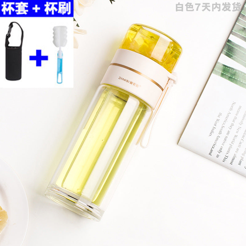 New tea and water separation glass double-layer men's water cup girls portable office tea cup personal tea brewing cup