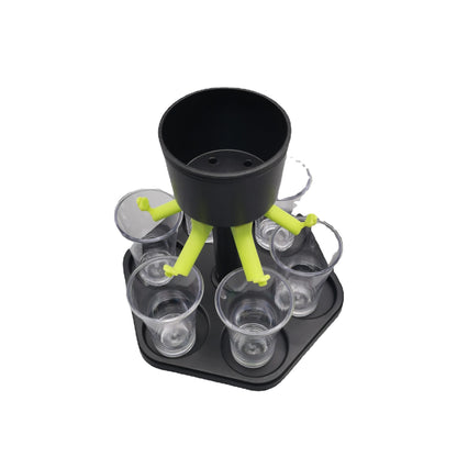 Hexagonal Points Glass Wine Dispenser, Party Wine Dispenser, Wine Glass Tray Set