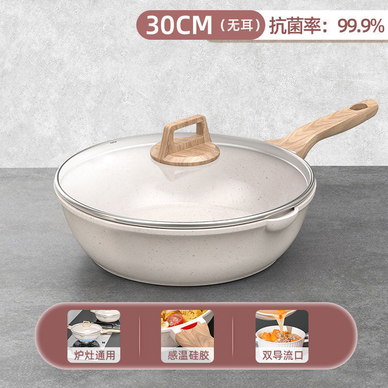 Cross-border aluminum pan Maifan stone thick bottom non-stick pan frying pan multi-functional household smokeless pan electric stove universal pan summer