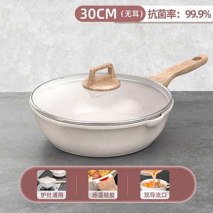 Cross-border aluminum pan Maifan stone thick bottom non-stick pan frying pan multi-functional household smokeless pan electric stove universal pan summer