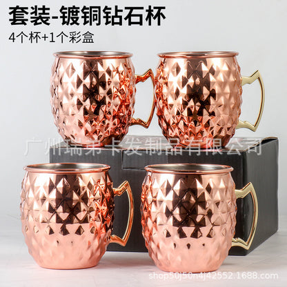Cross-border hot selling Moscow cup mule cup 304 stainless steel copper-plated hammer point cup bare body cup wine glass cocktail cup