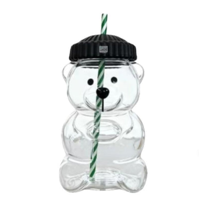 Glass Bear Cup Limited Edition, a popular cross-border e-commerce design cup featuring a bear-shaped barista design, is now available for cold drinks.