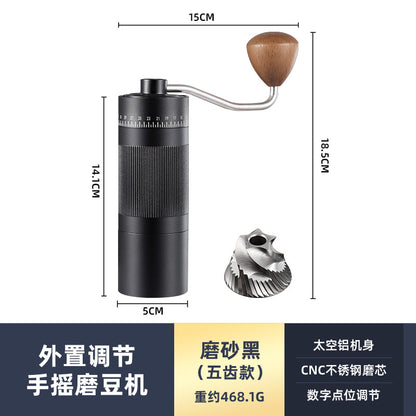 New diamond pattern coffee grinder CNC grinding core extended handle saves time and effort and can be adjusted for coarseness and fineness for home and outdoor use