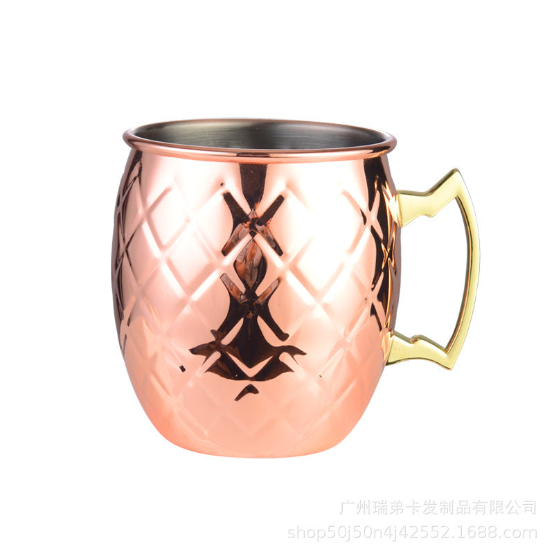 Cross-border hot selling Moscow cup mule cup 304 stainless steel copper-plated hammer point cup bare body cup wine glass cocktail cup