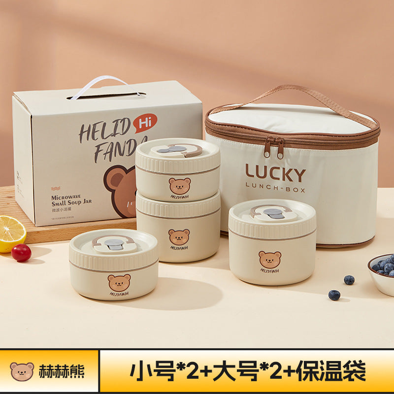 Ceramic food storage bowl gift box, multi-functional sealed bowl, double-boiler stew pot, microwave heating egg steamer bowl