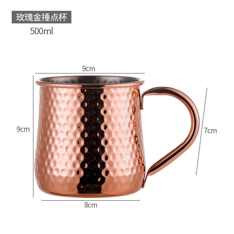 Cross-border hot selling Moscow cup mule cup 304 stainless steel copper-plated hammer point cup bare body cup wine glass cocktail cup