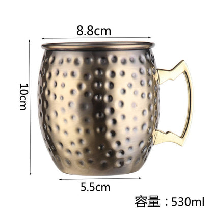 Cross-border hot selling Moscow cup mule cup 304 stainless steel copper-plated hammer point cup bare body cup wine glass cocktail cup