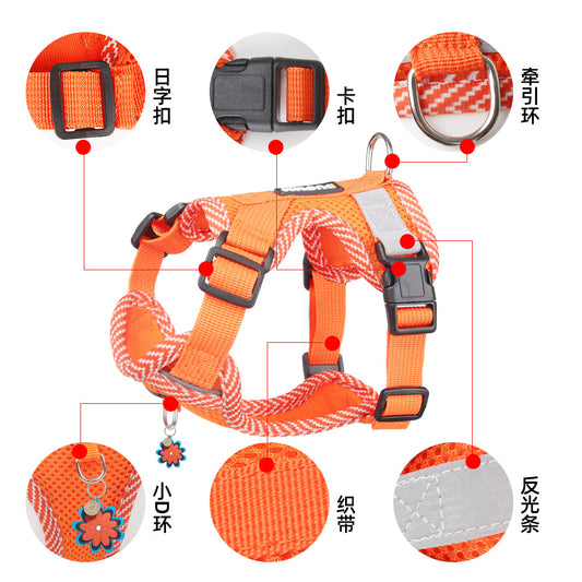 New dog chest harness Dopamine pet chest harness reflective breathable pet leash pet supplies
