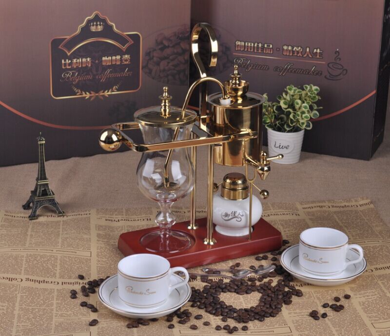 Ready-to-use siphon coffee pot, Belgian pot, stainless steel electroplating gold