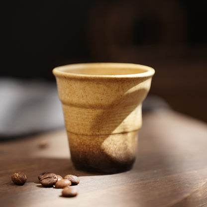 90ml espresso cup cross-border creative retro stoneware hand-kneaded wrinkled cup latte cup medieval ceramic tea cup