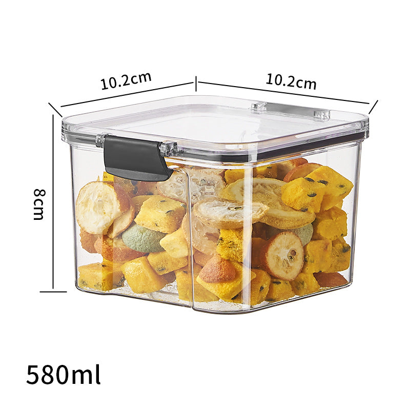 Square flower tea packaging box, 460ml, four-compartment plastic airtight container, food-grade storage box.