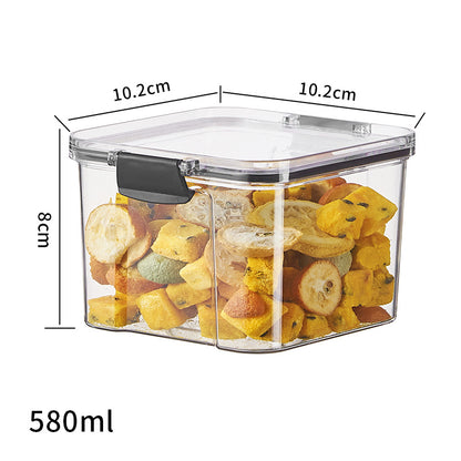 Square flower tea packaging box, 460ml, four-compartment plastic airtight container, food-grade storage box.