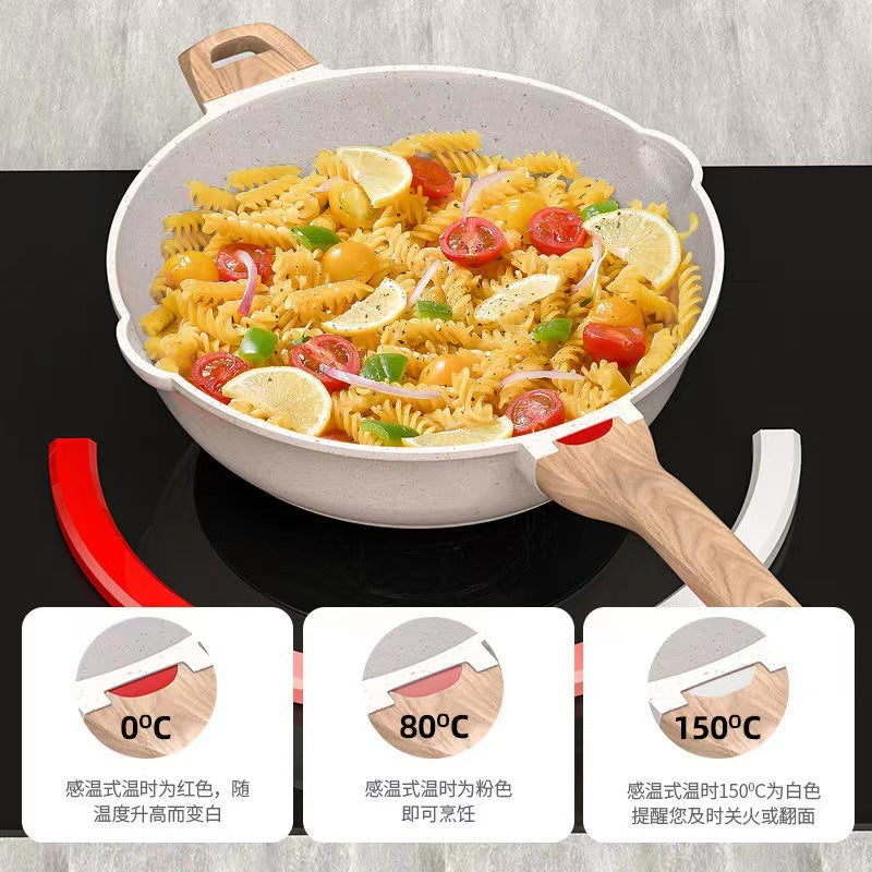 Cross-border aluminum pan Maifan stone thick bottom non-stick pan frying pan multi-functional household smokeless pan electric stove universal pan summer