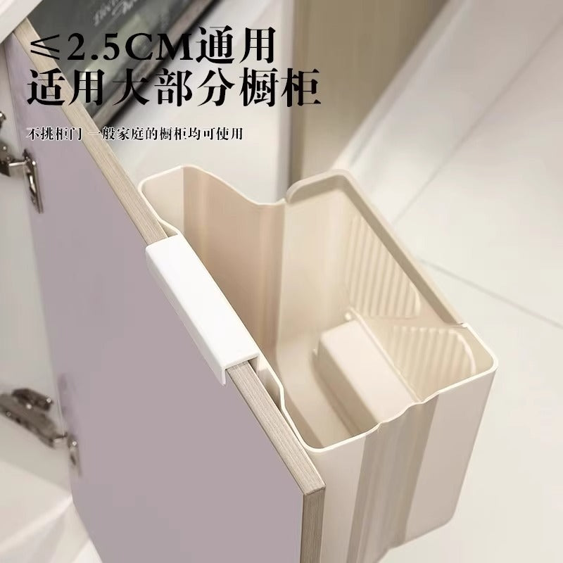 Wholesale plastic wall-mounted kitchen folding trash can no need to bend over multifunctional household large cabinet door storage bin