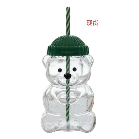 Glass Bear Cup Limited Edition, a popular cross-border e-commerce design cup featuring a bear-shaped barista design, is now available for cold drinks.