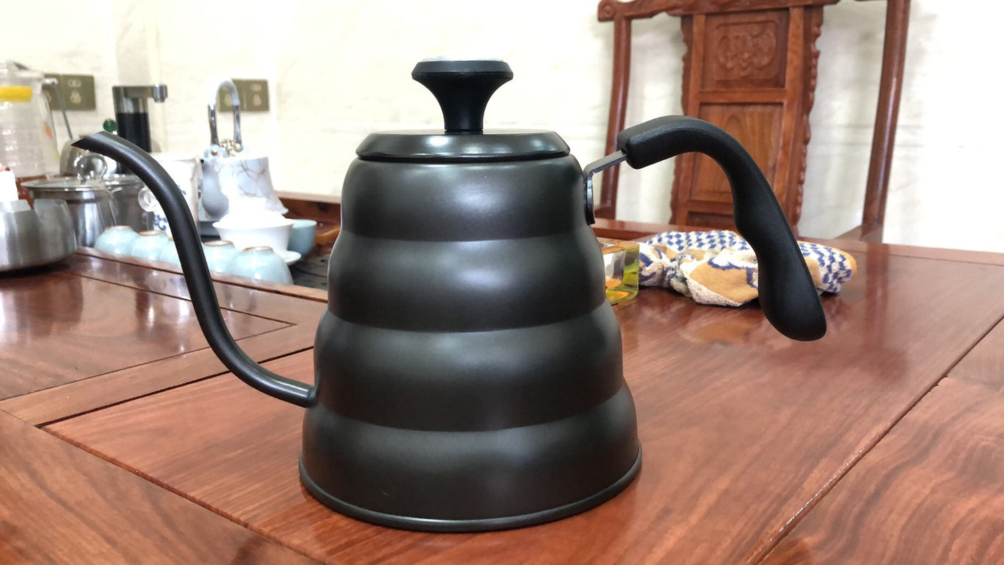 Stainless steel coffee pot hand brewing pot with thermometer hand brewing coffee pot Teflon fine mouth outdoor camping cloud pot
