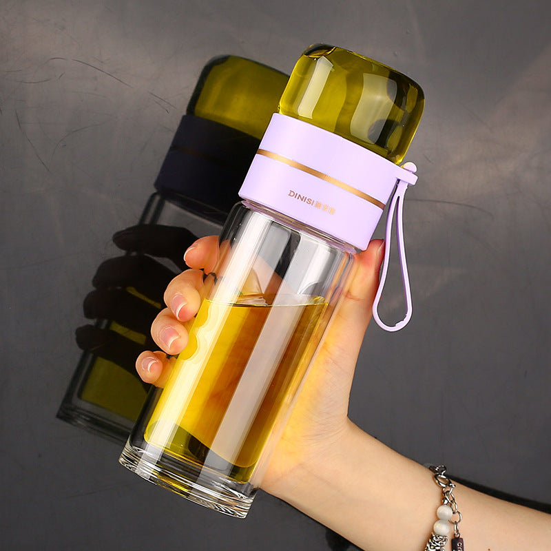 New tea and water separation glass double-layer men's water cup girls portable office tea cup personal tea brewing cup
