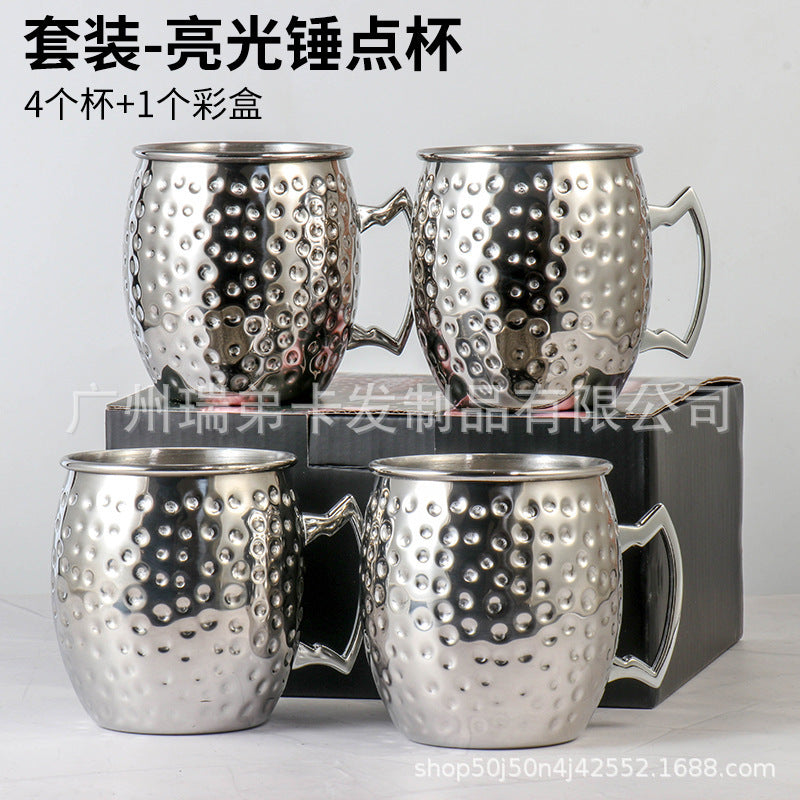 Cross-border hot selling Moscow cup mule cup 304 stainless steel copper-plated hammer point cup bare body cup wine glass cocktail cup