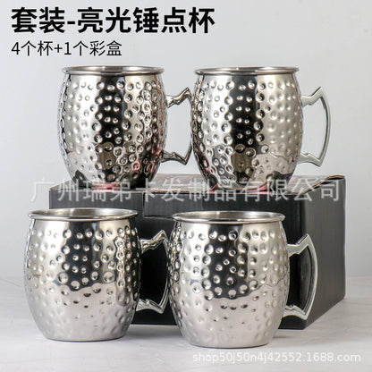 Cross-border hot selling Moscow cup mule cup 304 stainless steel copper-plated hammer point cup bare body cup wine glass cocktail cup