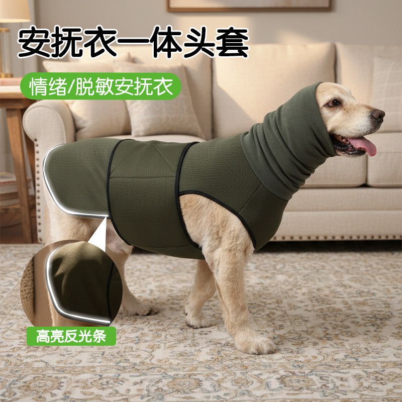 Cross-border pet dog comfort clothing, lightning protection, fright prevention, noise reduction headgear, calming effect, and warmth for medium and large breed dogs.