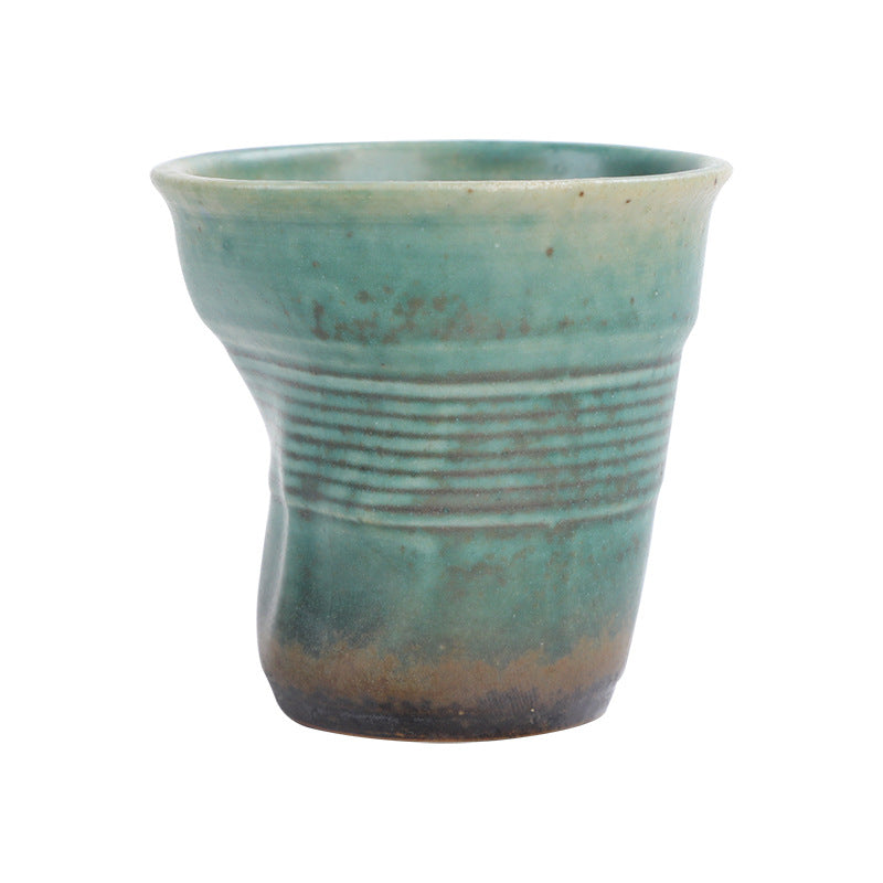 90ml espresso cup cross-border creative retro stoneware hand-kneaded wrinkled cup latte cup medieval ceramic tea cup