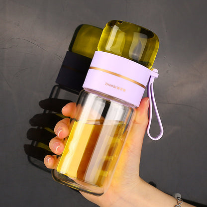 New tea and water separation glass double-layer men's water cup girls portable office tea cup personal tea brewing cup