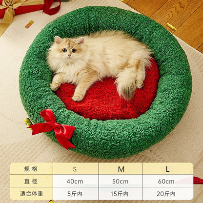 Christmas cat bed, winter warm cat bed, semi-enclosed Christmas dog bed, socks, pet bed, cross-border wholesale.