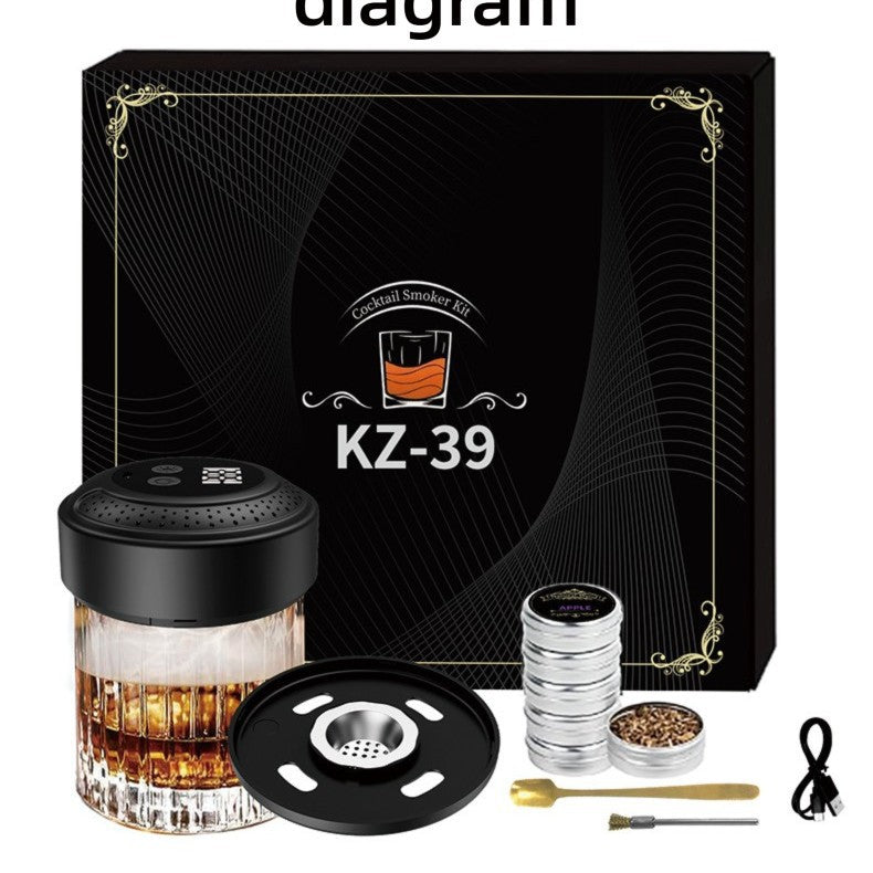 New cross-border electric whiskey smoker/bartender, water-free, reusable smoke machine for gourmet cooking.