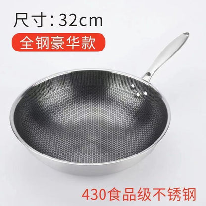 Honeycomb non-stick 304 stainless steel frying pan non-stick pan uncoated cooking pan frying pan pan with honeycomb non-stick