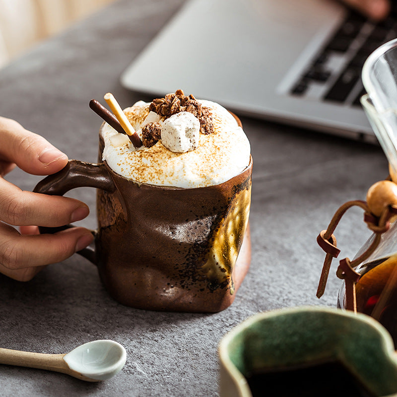 Ceramic coffee cup high-value retro internet celebrity high-end exquisite ins style mug water cup office cup gift