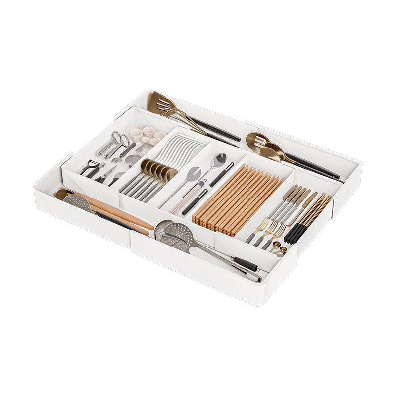 Kitchen drawer retractable storage box deep cabinet with removable plastic tray retractable partition storage box