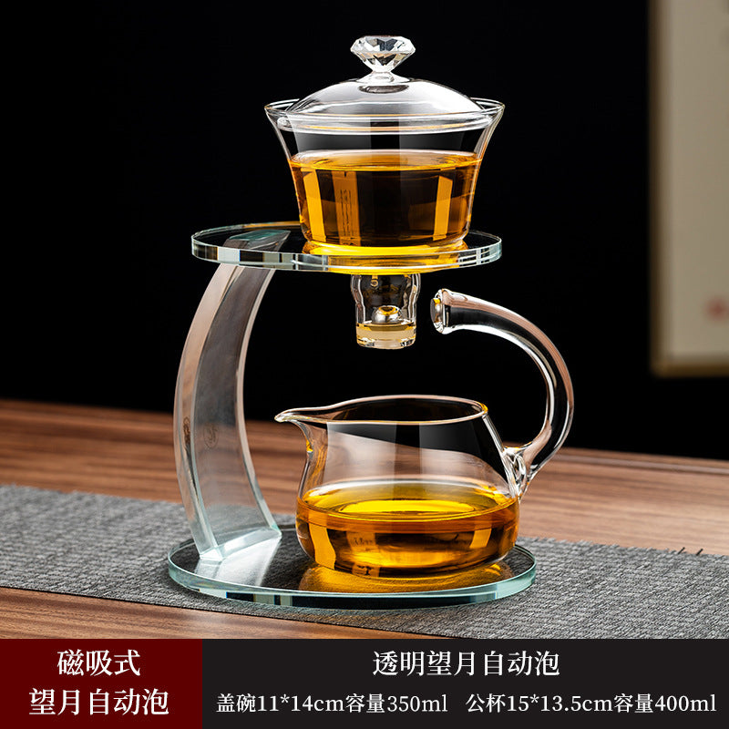Semi-automatic teapot and tea set, Sky Mirror lazy tea set, deluxe magnetic tea maker for home use.