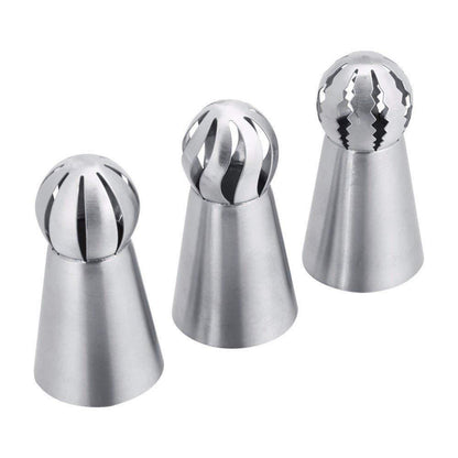 Manufacturer's spot 3-piece torch decoration nozzle one-piece molding cake decoration tool spherical decoration nozzle