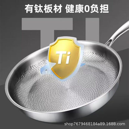 Cross-border spot frying pan, uncoated hammered frying pan, steak pan, household frying pan, stainless steel non-stick pan, iron pan